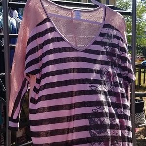 Pink sheer/crochet top